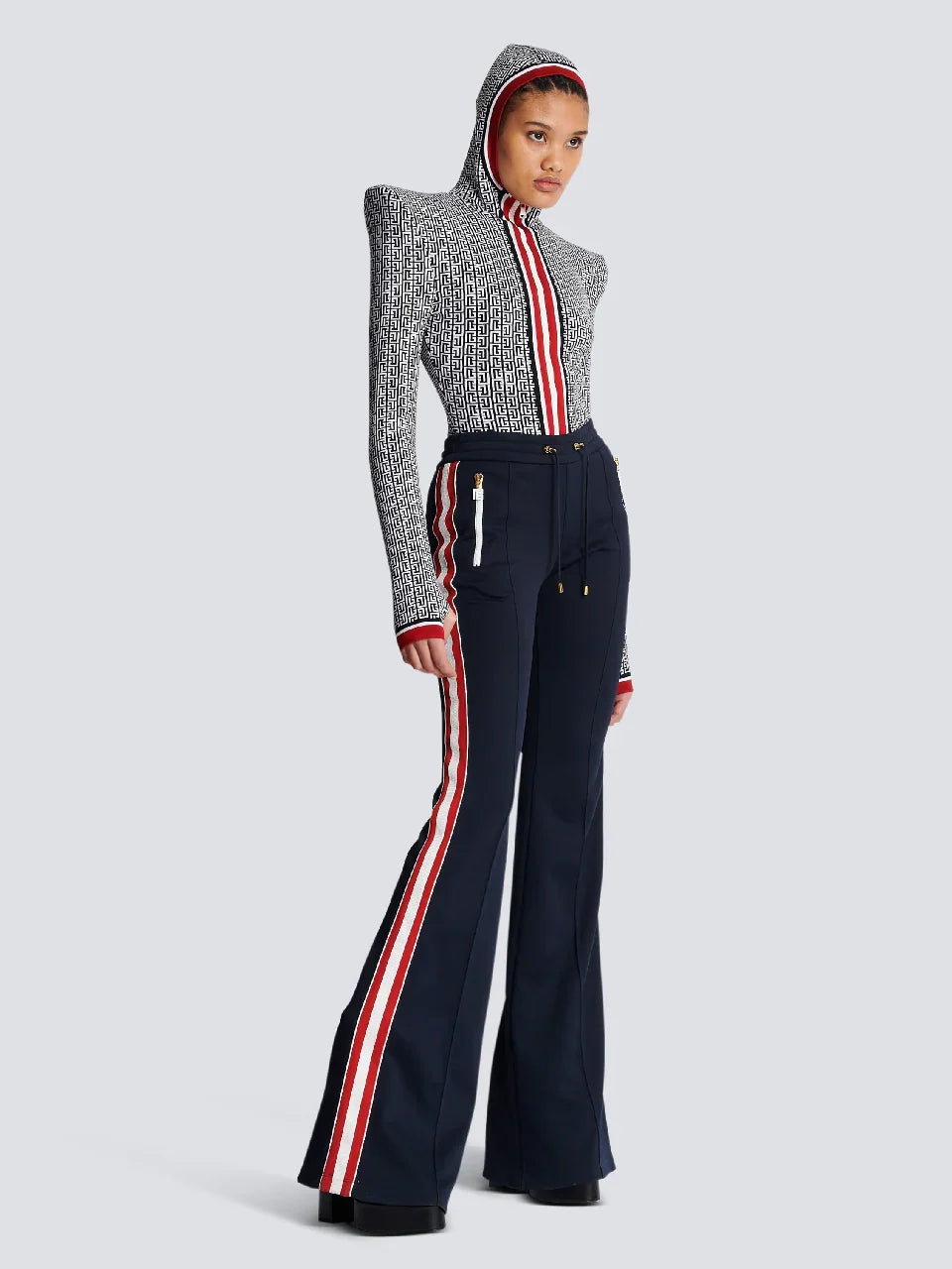 Outlet online Balmain Mujer Joggers Franjes Acampanados color Azul Marino sku 761-003274 01 - Foto 2
