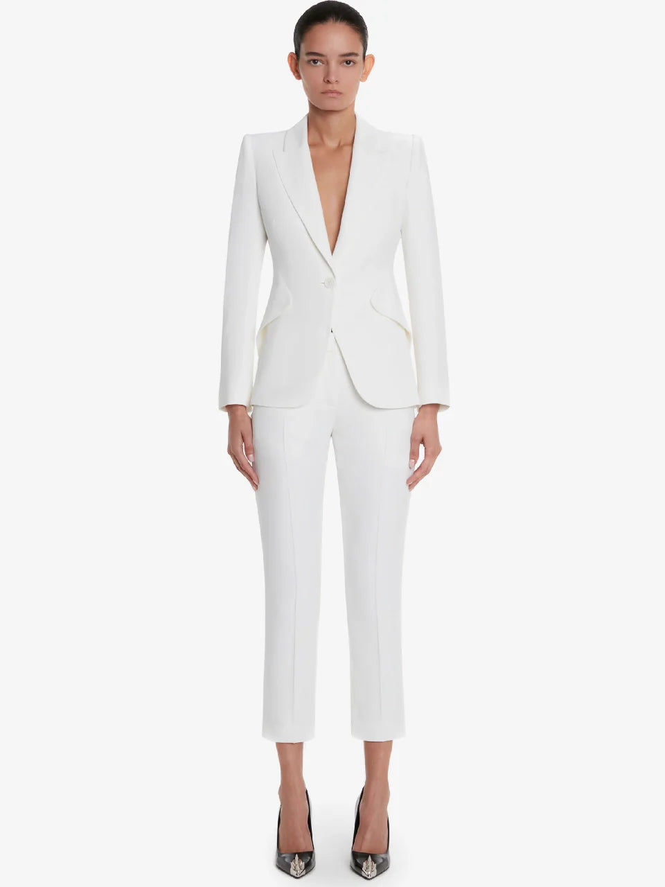 Outlet online McQueen Mujer Pantalones Formales Crepé color Marfil sku 761-003425 01 - Foto 1