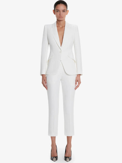 Outlet online McQueen Mujer Pantalones Formales Crepé color Marfil sku 761-003425 01 - Foto 1