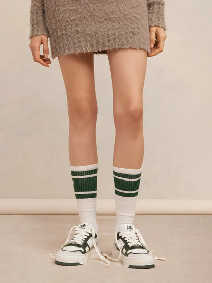 Outlet online Ami Paris Hombre Sneakers Piel Logo color Verde Oscuro sku 616-002423 02 - Foto 7
