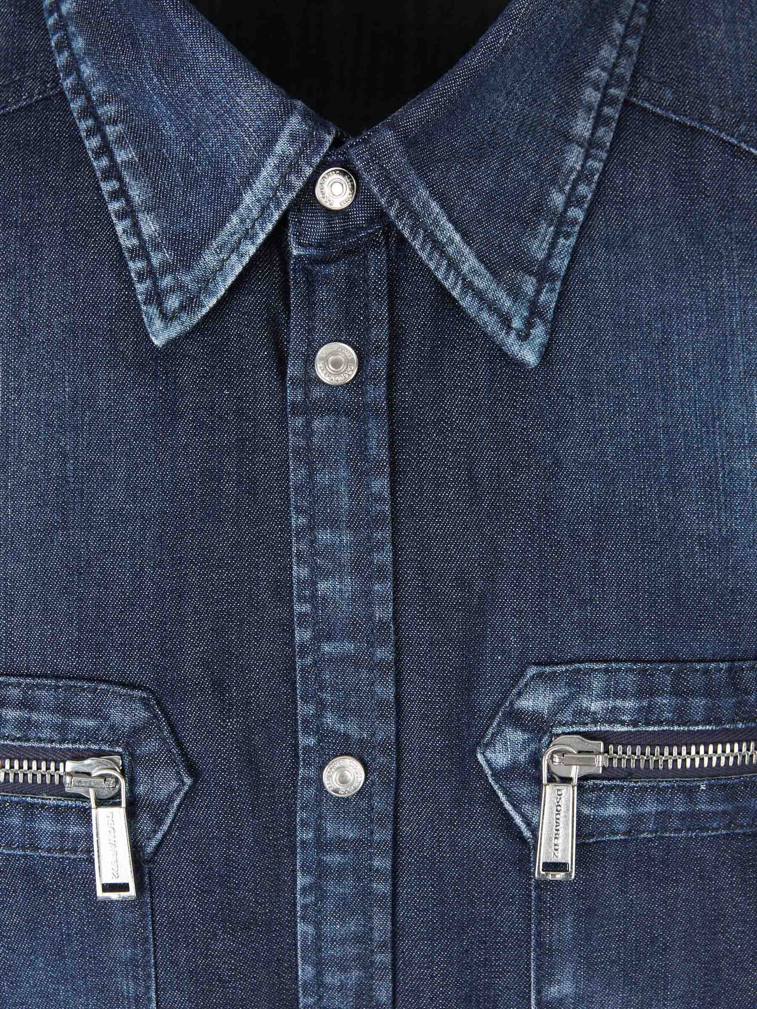Outlet online Dsquared2 Hombre Camisa Denim Western color Azul Denim Oscuro sku 531-006309 01 - Foto 3