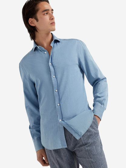 Brunello Cucinelli Camisa Algodón Lisa color Azul sku 531-006298 01 - Foto 2