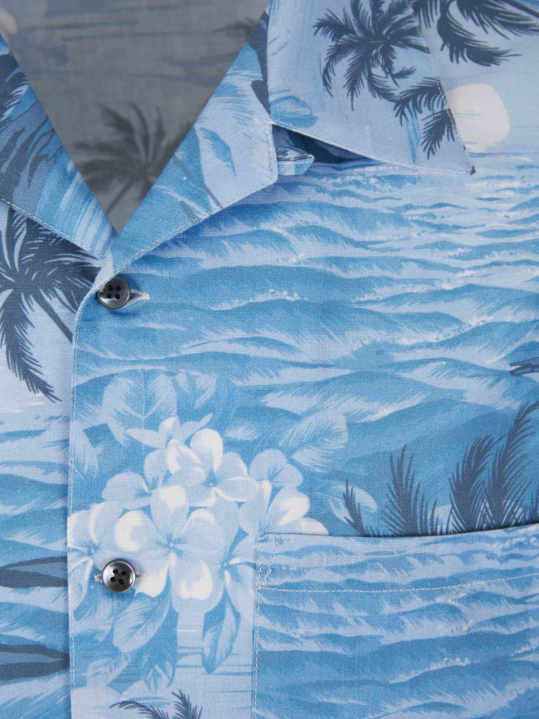 Outlet online Palm Angels Hombre Camisa Motivo Sunset Lino color Azul sku 532-000542 01 - Foto 3