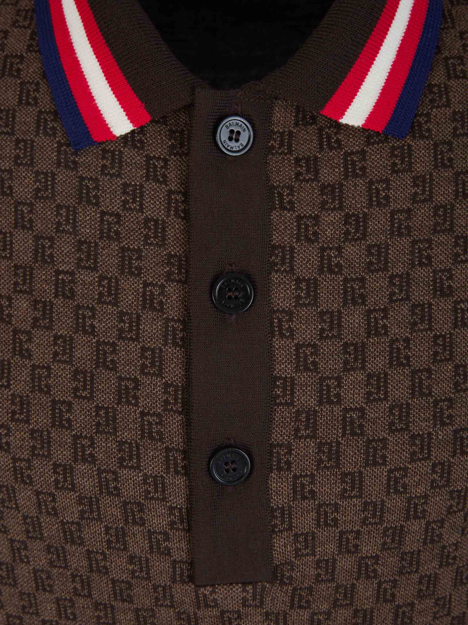 Outlet online Balmain Hombre Polo Monograma Lana color Marrón sku 552-001388 00 - Foto 3
