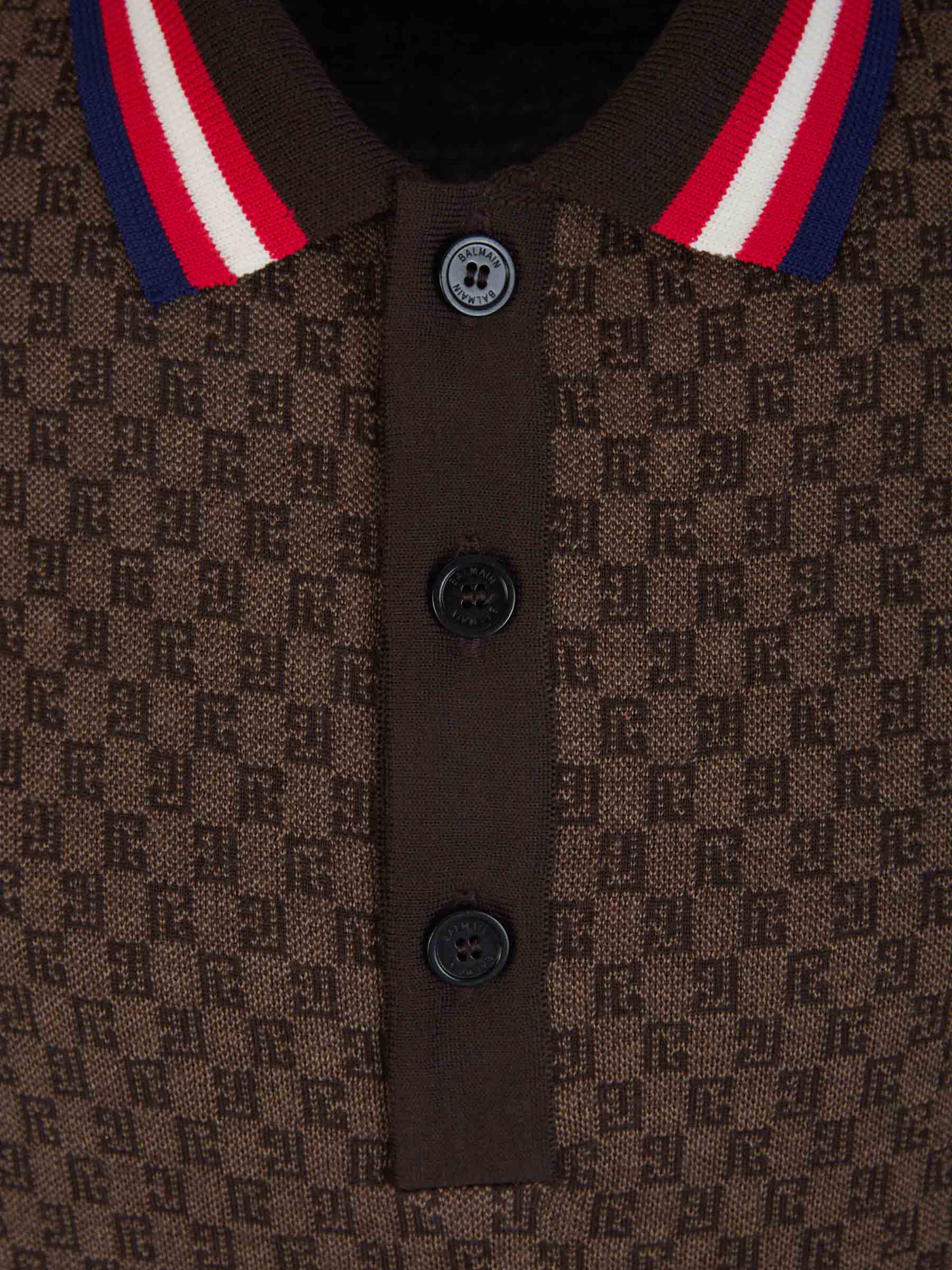 Outlet online Balmain Hombre Polo Monograma Lana color Marrón sku 552-001388 00 - Foto 3