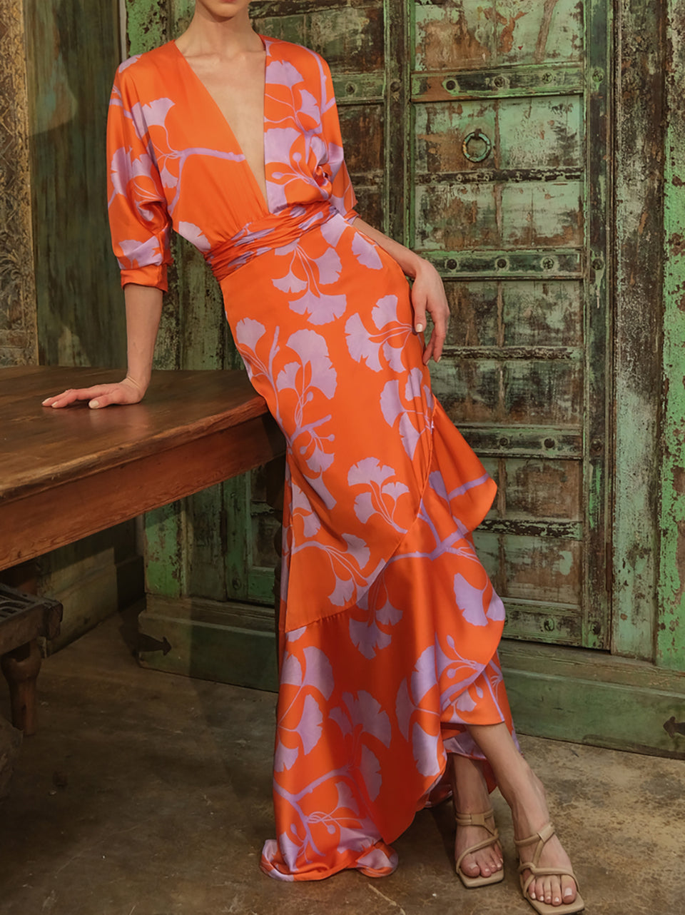 Outlet online Andres Otalora Mujer Vestido Maxi Gingko color Naranja sku 721-000245 01 - Foto 1