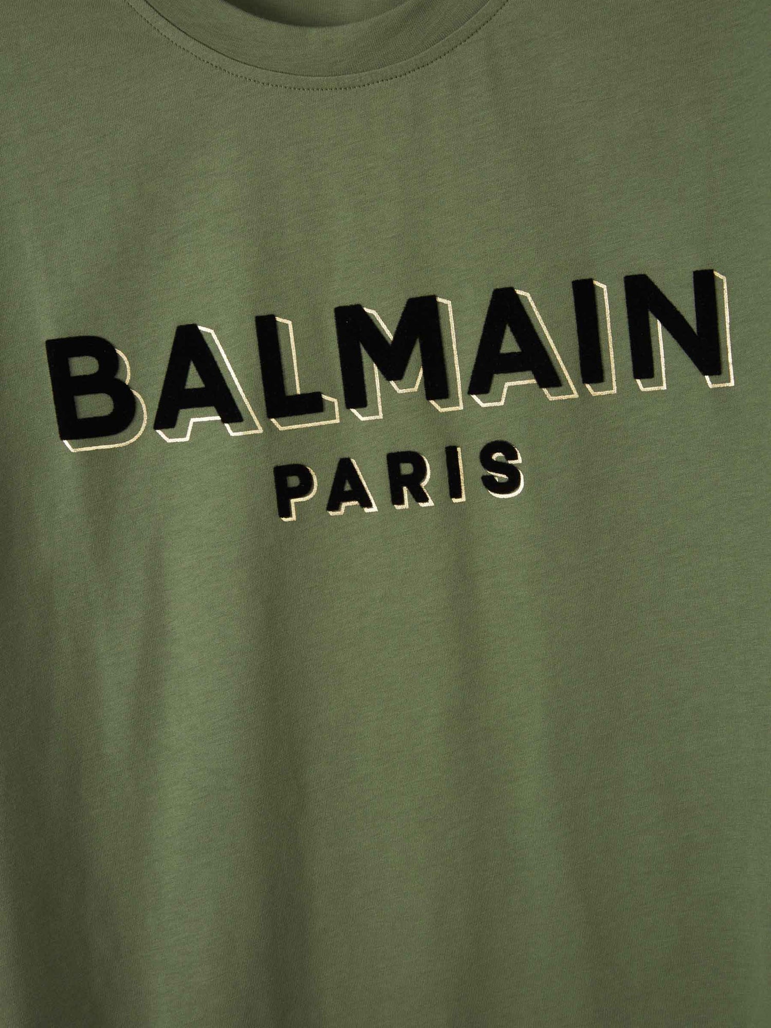 Outlet online Balmain Hombre Camiseta Logo Algodón color Verde Militar sku 553-003668 00 - Foto 4