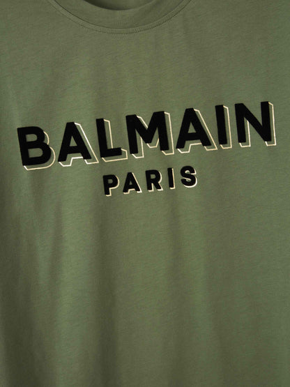 Outlet online Balmain Hombre Camiseta Logo Algodón color Verde Militar sku 553-003668 00 - Foto 4