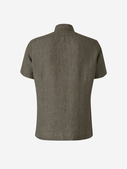 Outlet online Santa Eulalia Hombre Camisa Manga Corta Lino color Verde Militar sku 532-000569 02 - Foto 2
