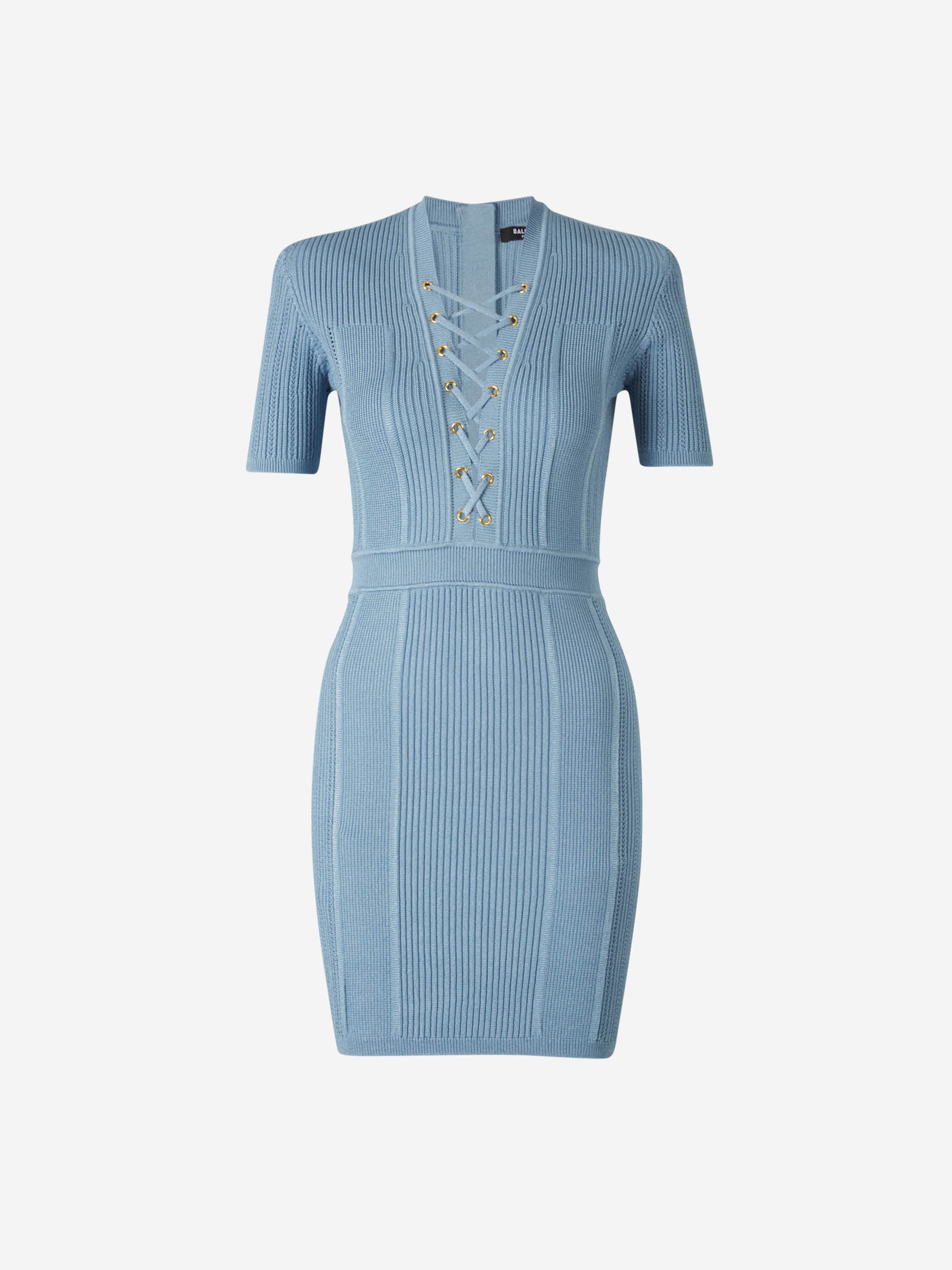 Outlet online Balmain Mujer Vestido Mini Punto color Azul sku 731-005953 01 - Foto 1