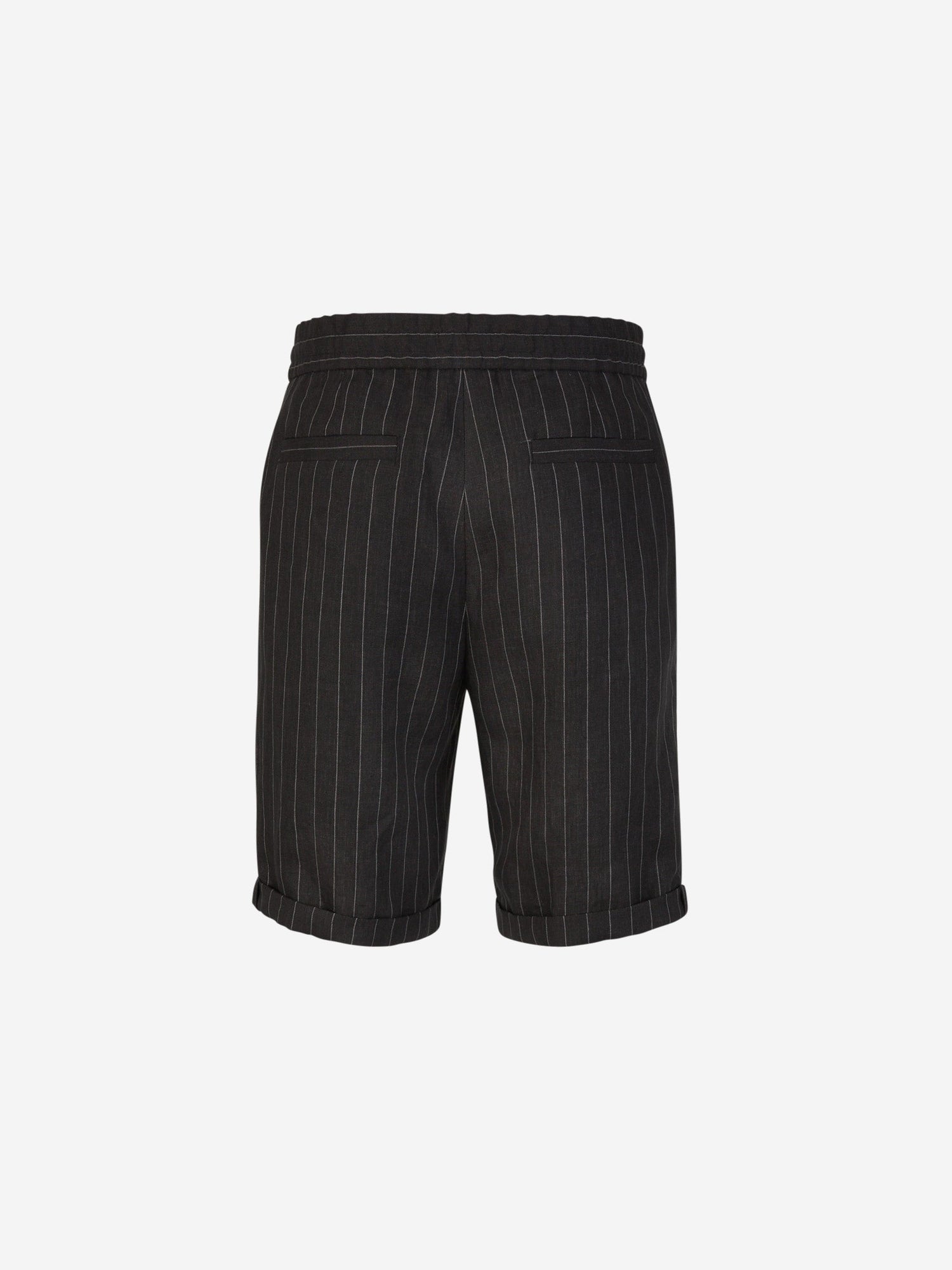 Outlet online Brunello Cucinelli Hombre Bermudas Motivo Rayas Lino color Blanco y Negro sku 523-000924 01 - Foto 2