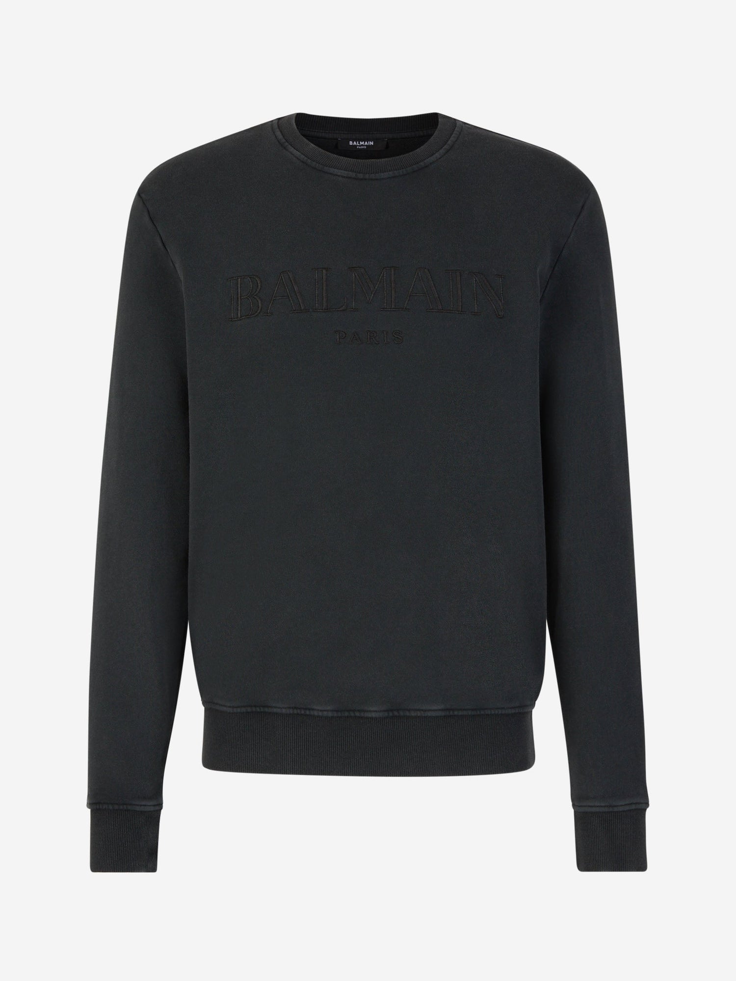 Outlet online Balmain Hombre Sudadera Sin Capucha Logo Algodón color Gris Antracita sku 545-001570 02 - Foto 1