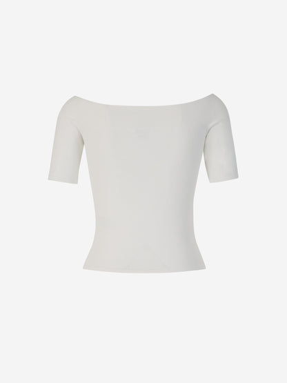 Outlet online McQueen Mujer Top Punto Canalé color Blanco sku 703-002138 01 - Foto 2