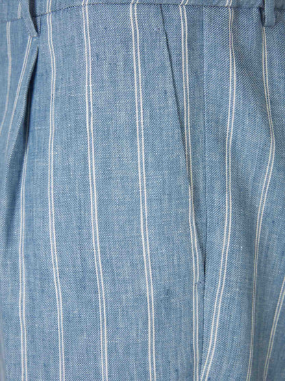 Outlet online Berwich Hombre Bermudas Motivo Rayas Lino color Azul sku 523-001000 01 - Foto 3