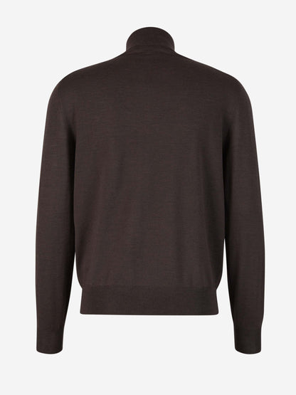 Outlet online Canali Hombre Jersey Lana Cuello Cremallera color Marrón sku 542-002233 02 - Foto 2
