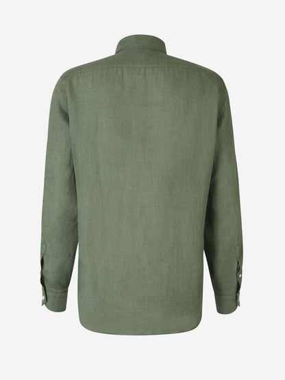 Outlet online Vincenzo di Ruggiero Hombre Camisa Lisa Lino color Verde Militar sku 531-006149 02 - Foto 2