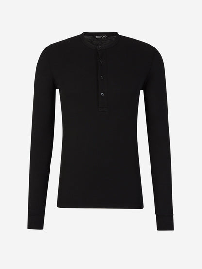 Outlet online Tom Ford Hombre Camiseta Acanalada Lyocell color Verde Militar sku 553-003769 01 - Foto 1
