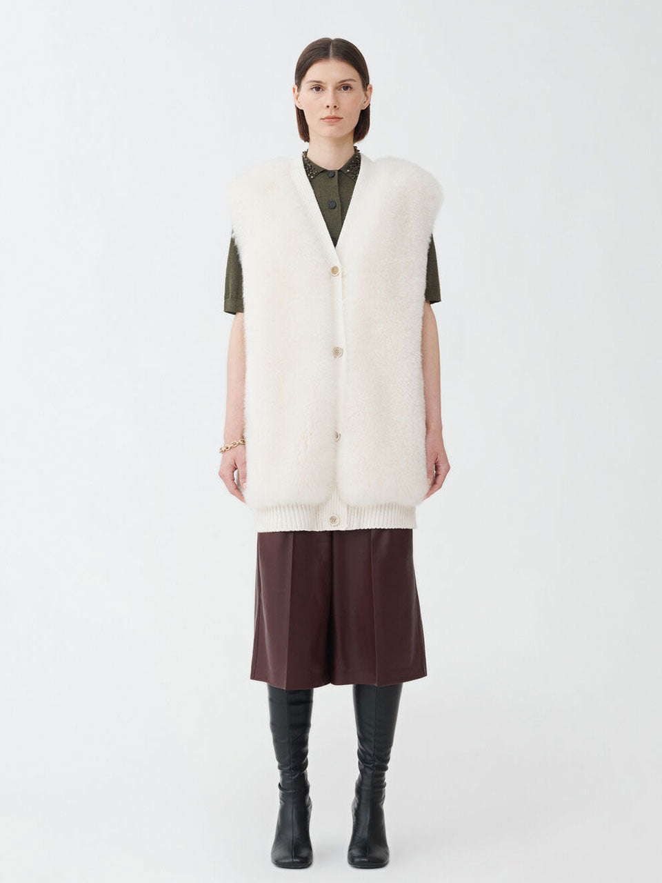 Outlet online Fabiana Filippi Mujer Chaleco Pelo Cachemira color Crema sku 775-000164 01 - Foto 1