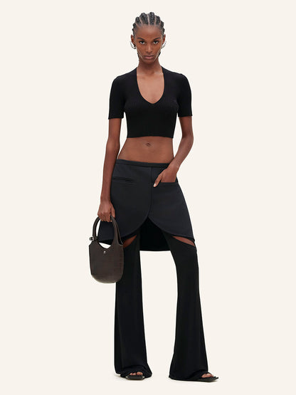 Outlet online Courrèges Mujer Top Acanalado Logo color Negro sku 711-003223 01 - Foto 1