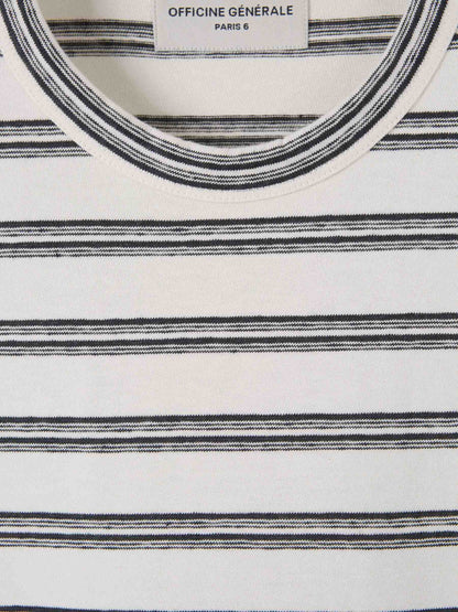 Outlet online Officine Générale Hombre Camiseta Motivo Rayas color Blanco sku 553-003934 01 - Foto 4