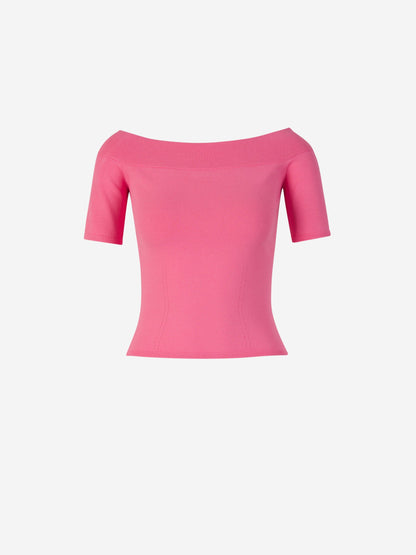 Outlet online McQueen Mujer Top Punto Canalé color Rosa sku 703-002124 01 - Foto 1