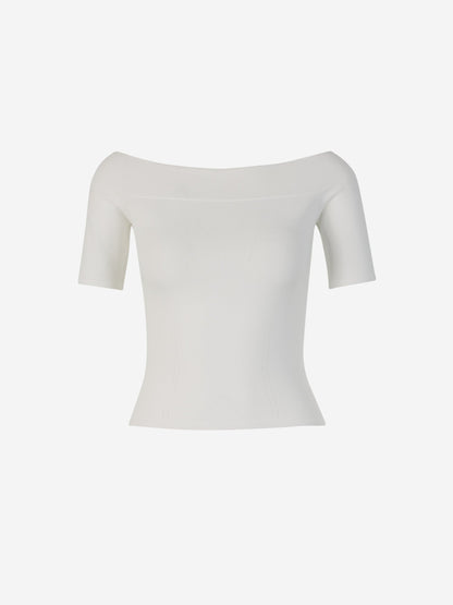Outlet online McQueen Mujer Top Punto Canalé color Blanco sku 703-002138 01 - Foto 1