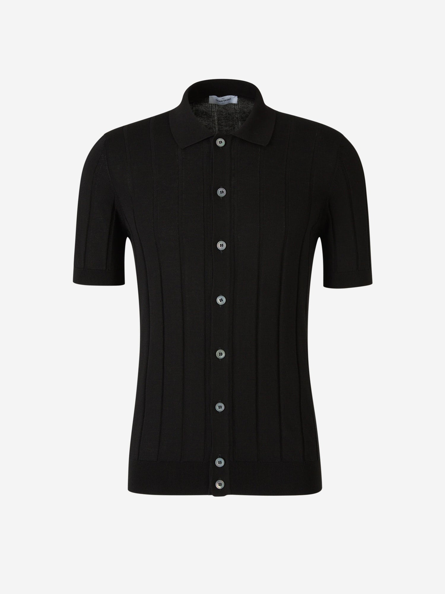 Outlet online Gran Sasso Hombre Polo Abierto Acanalado color Negro sku 552-001486 03 - Foto 1