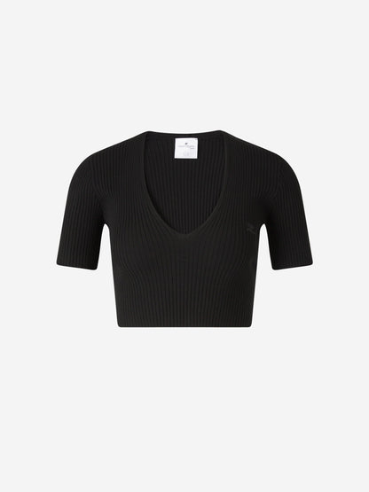 Outlet online Courrèges Mujer Top Acanalado Logo color Negro sku 711-003223 01 - Foto 2