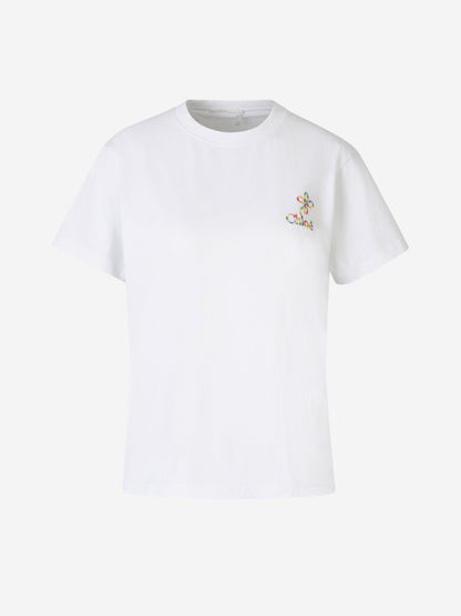 Chloé Camiseta Logo Algodón color Blanco sku 782-001569 01 - Foto 2
