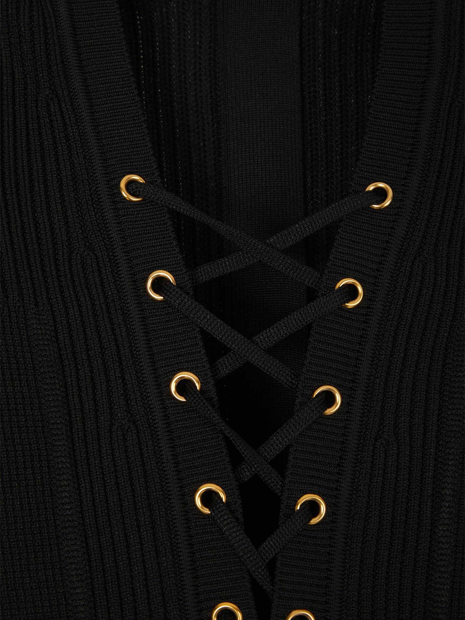 Outlet online Balmain Mujer Vestido Mini Punto color Negro sku 731-005953 02 - Foto 3