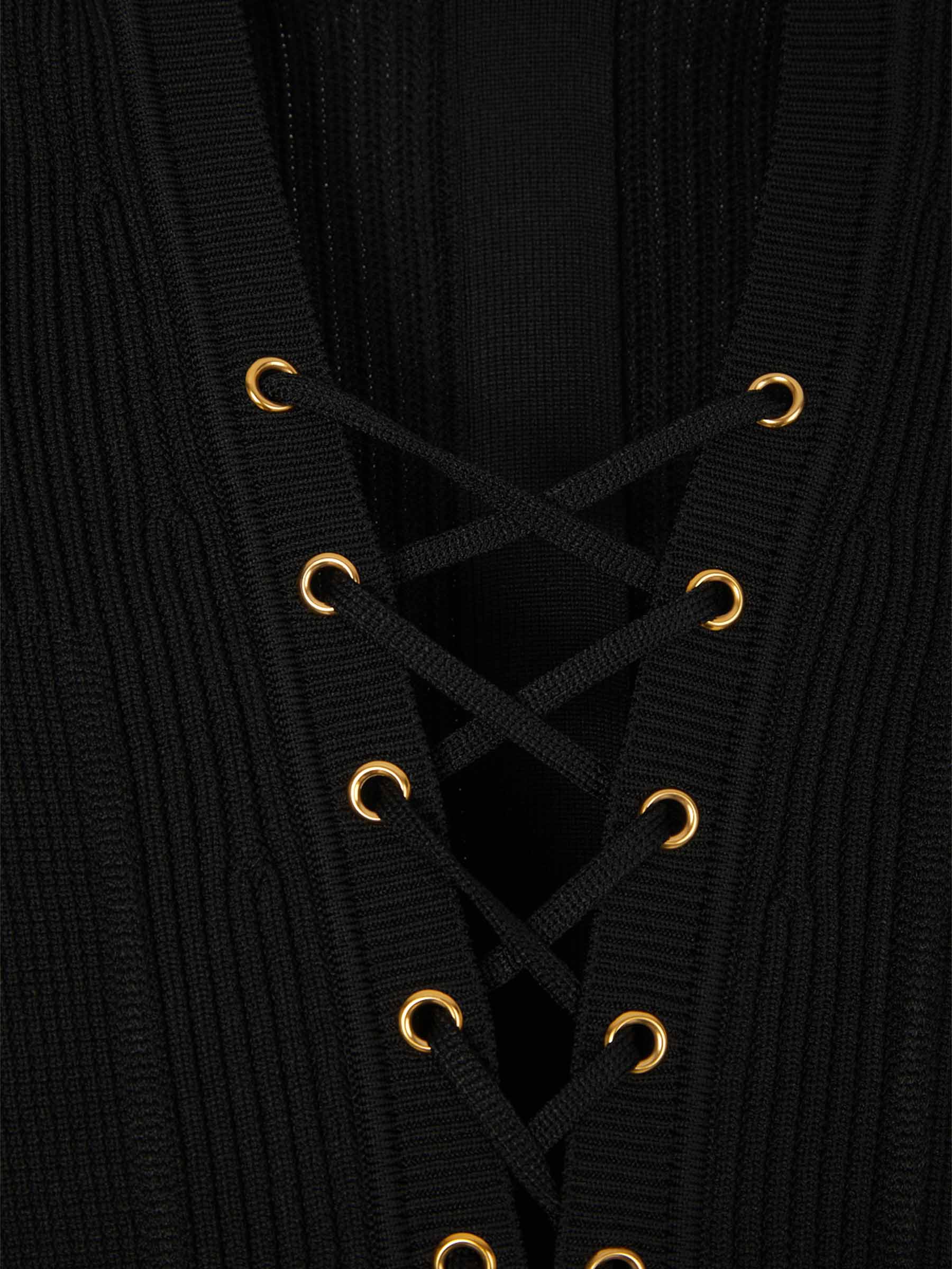 Outlet online Balmain Mujer Vestido Mini Punto color Negro sku 731-005953 02 - Foto 3