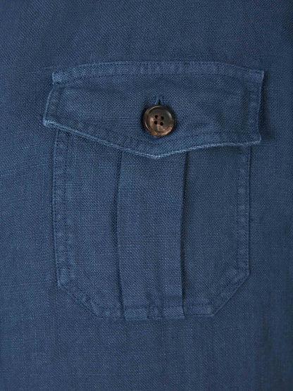 Outlet online Vincenzo di Ruggiero Hombre Cazadora Lino color Azul sku 512-002164 02 - Foto 4