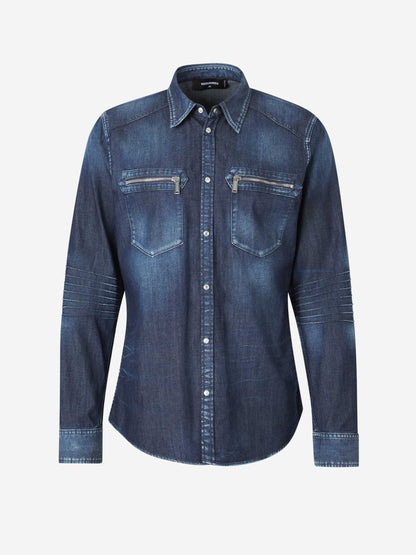 Outlet online Dsquared2 Hombre Camisa Denim Western color Azul Denim Oscuro sku 531-006309 01 - Foto 1