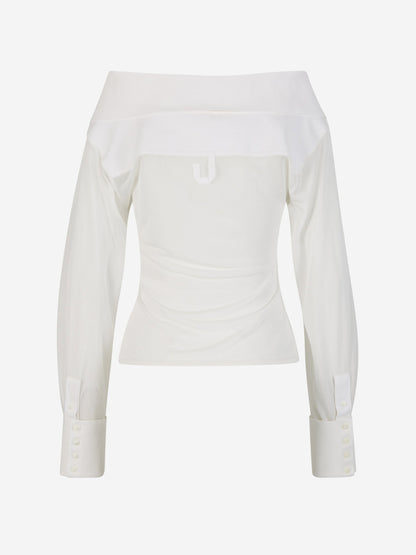 Outlet online Jacquemus Mujer Camisa La Chemise Brezza color Blanco sku 701-002015 01 - Foto 3