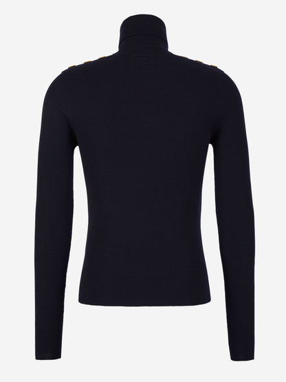 Outlet online Balmain Hombre Jersey Cuello Vuelto Lana color Azul Noche sku 542-002245 00 - Foto 2
