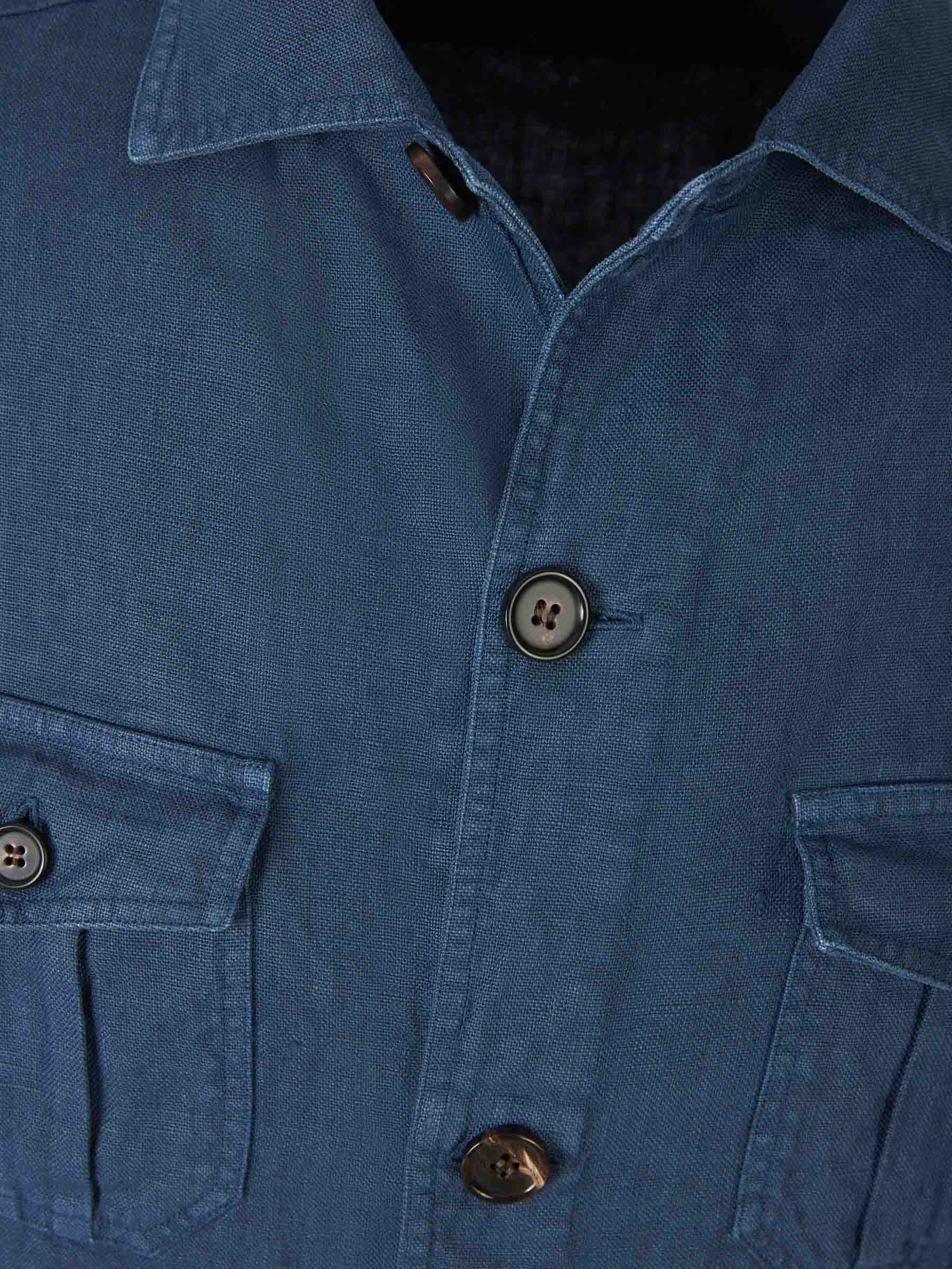 Outlet online Vincenzo di Ruggiero Hombre Cazadora Lino color Azul sku 512-002164 02 - Foto 3