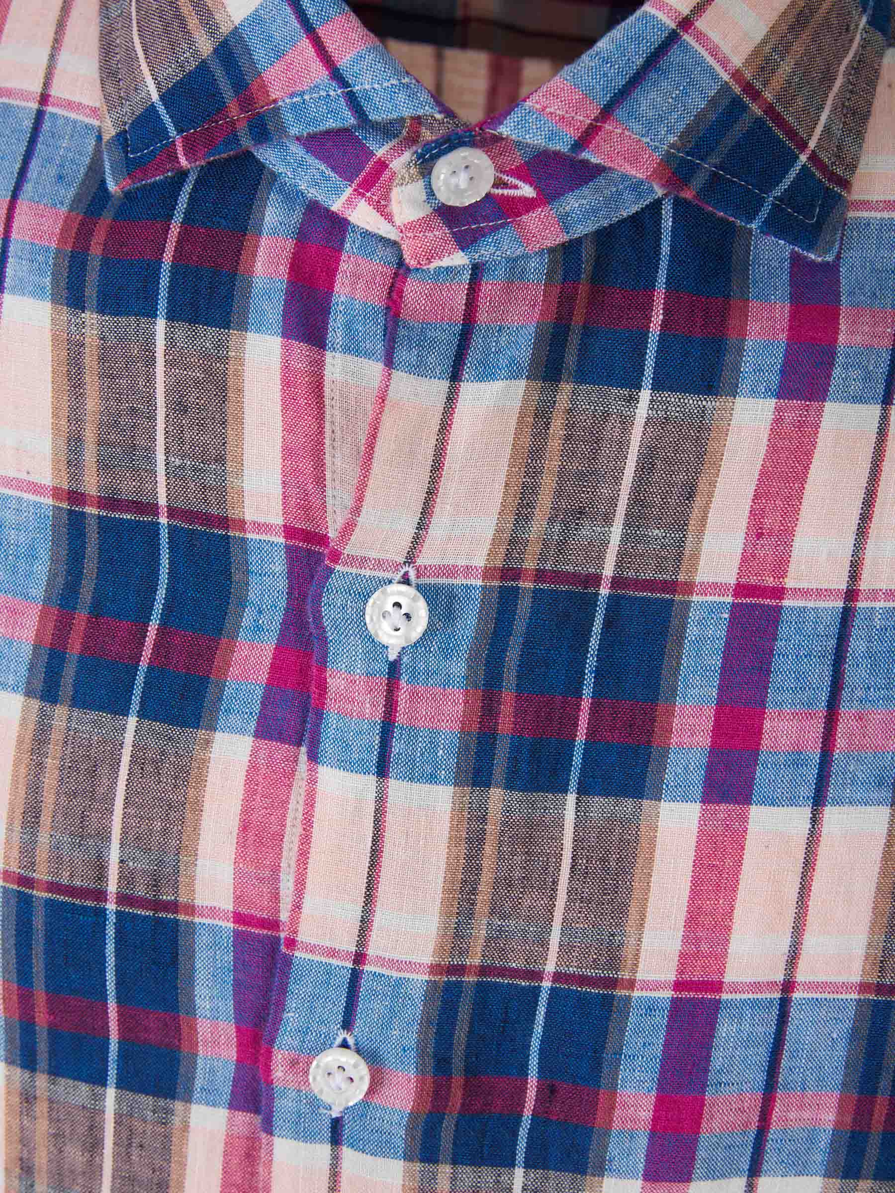 Outlet online Santa Eulalia Hombre Camisa Lino Cuadros color Fucsia sku 531-006258 01 - Foto 3