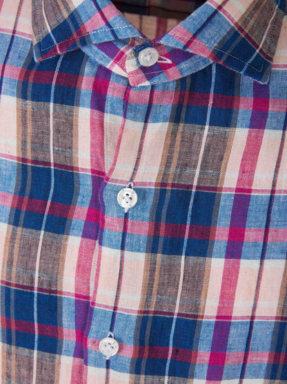Outlet online Santa Eulalia Hombre Camisa Lino Cuadros color Fucsia sku 531-006258 01 - Foto 3