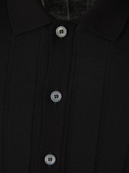 Outlet online Gran Sasso Hombre Polo Abierto Acanalado color Negro sku 552-001486 03 - Foto 3
