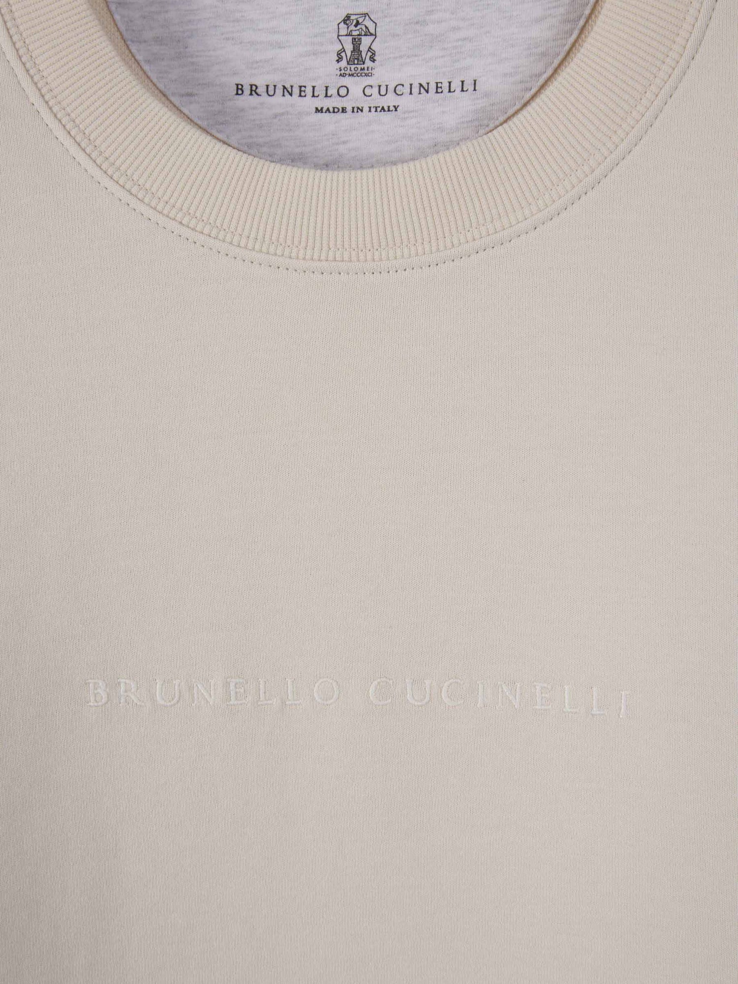 Outlet online Brunello Cucinelli Hombre Sudadera Crewneck Bordado color Crema sku 542-002346 01 - Foto 3