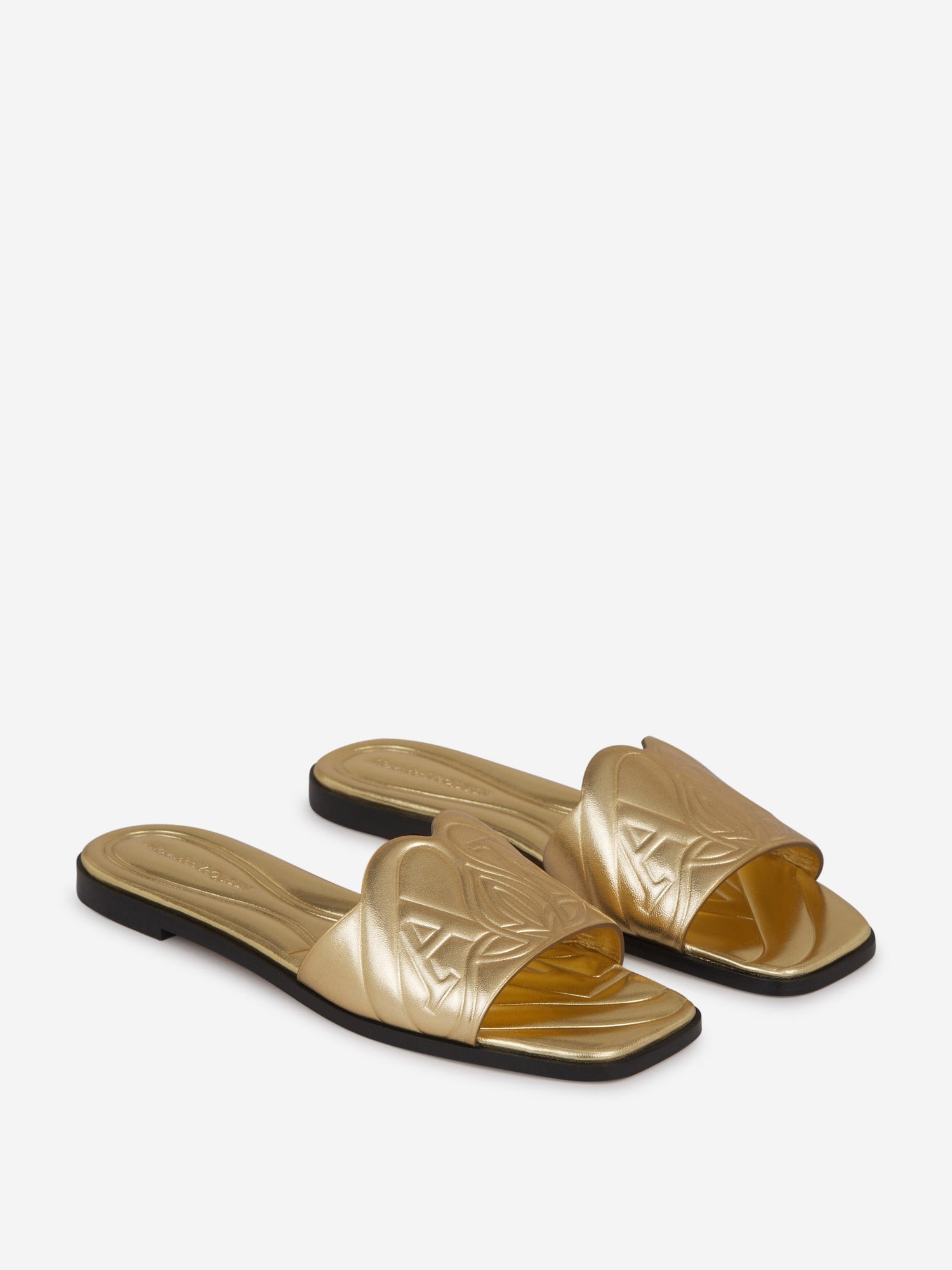 Outlet online McQueen Mujer Sandalias Piel Logo color Dorado sku 800-005205 01 - Foto 2