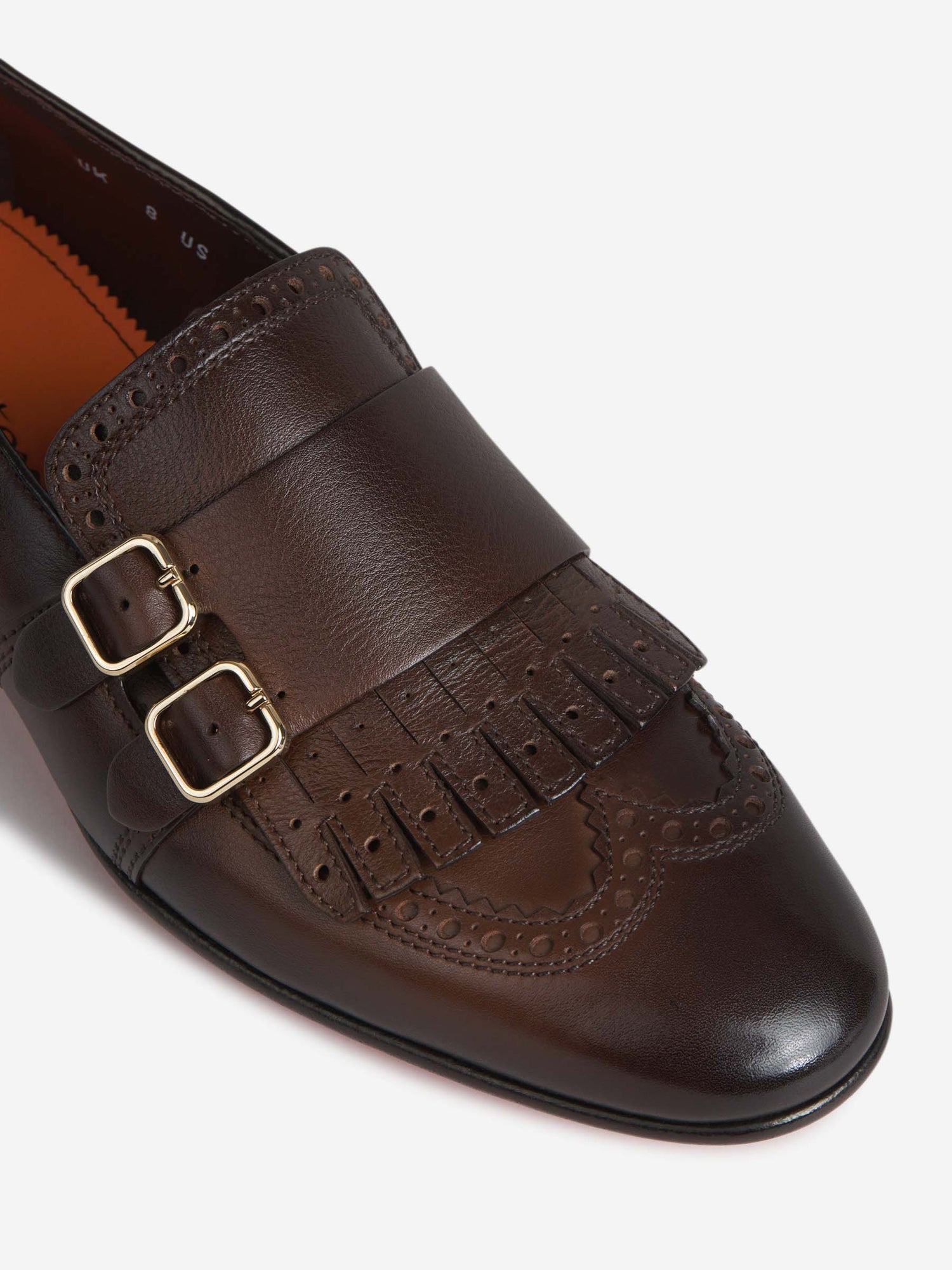 Outlet online Santoni Hombre Mocasines Doble Hebilla Flecos color Marrón Oscuro sku 611-004408 01 - Foto 5
