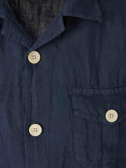 Outlet online Santa Eulalia Hombre Camisa Lisa Lino color Azul Marino sku 532-000573 03 - Foto 3