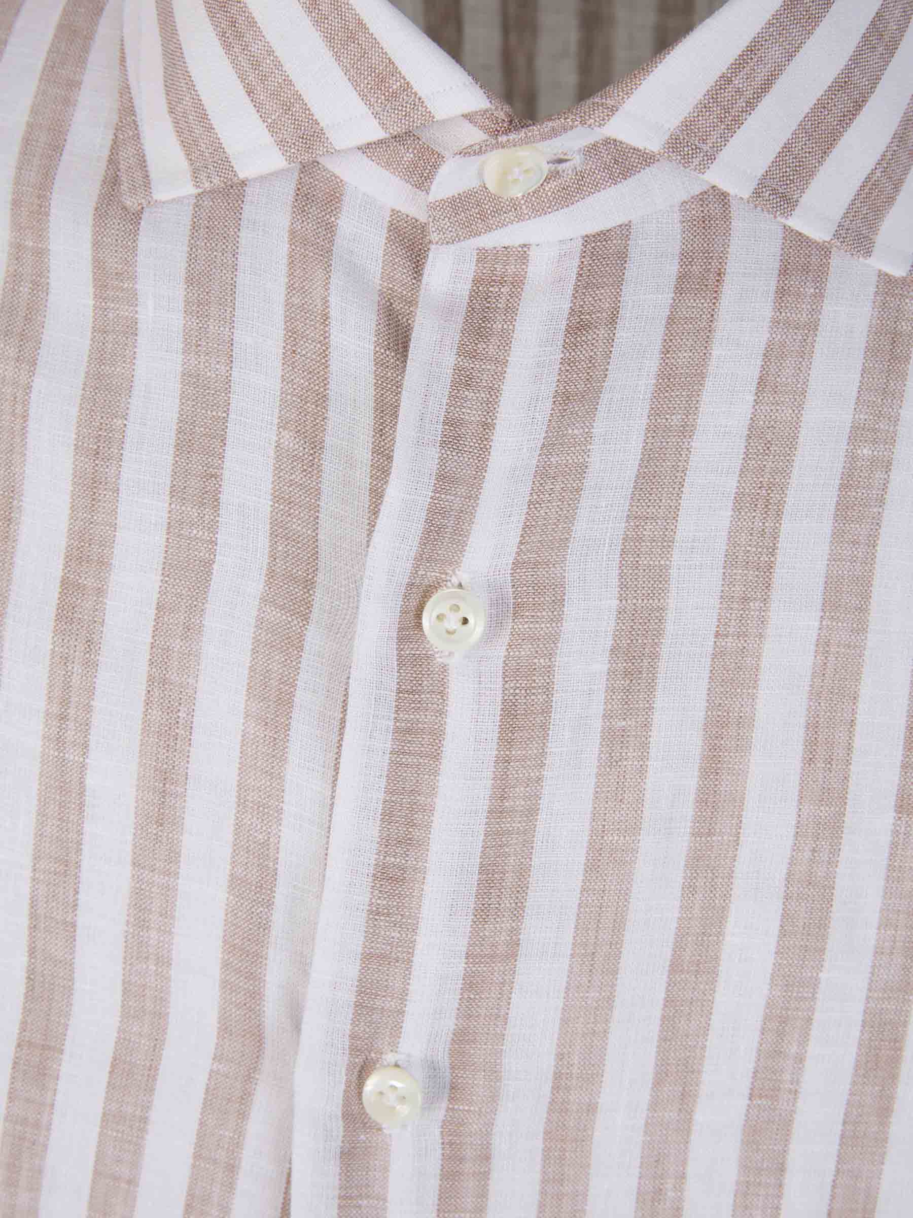 Outlet online Borrelli Hombre Camisa Motivo Rayas Lino color Terracota sku 531-006220 02 - Foto 3