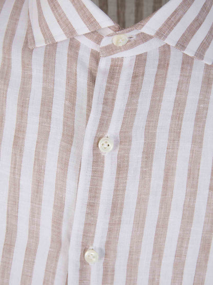 Outlet online Borrelli Hombre Camisa Motivo Rayas Lino color Terracota sku 531-006220 02 - Foto 3