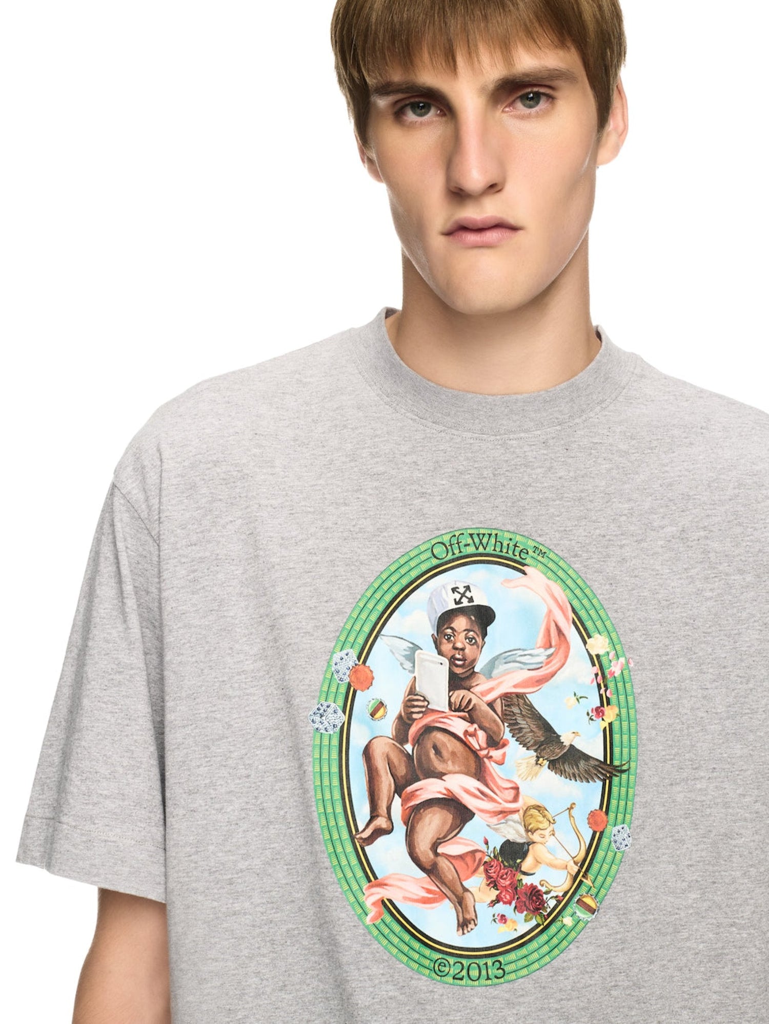 Outlet online Off-White Hombre Camiseta Fresco Algodón color Gris Claro sku 553-004101 01 - Foto 3