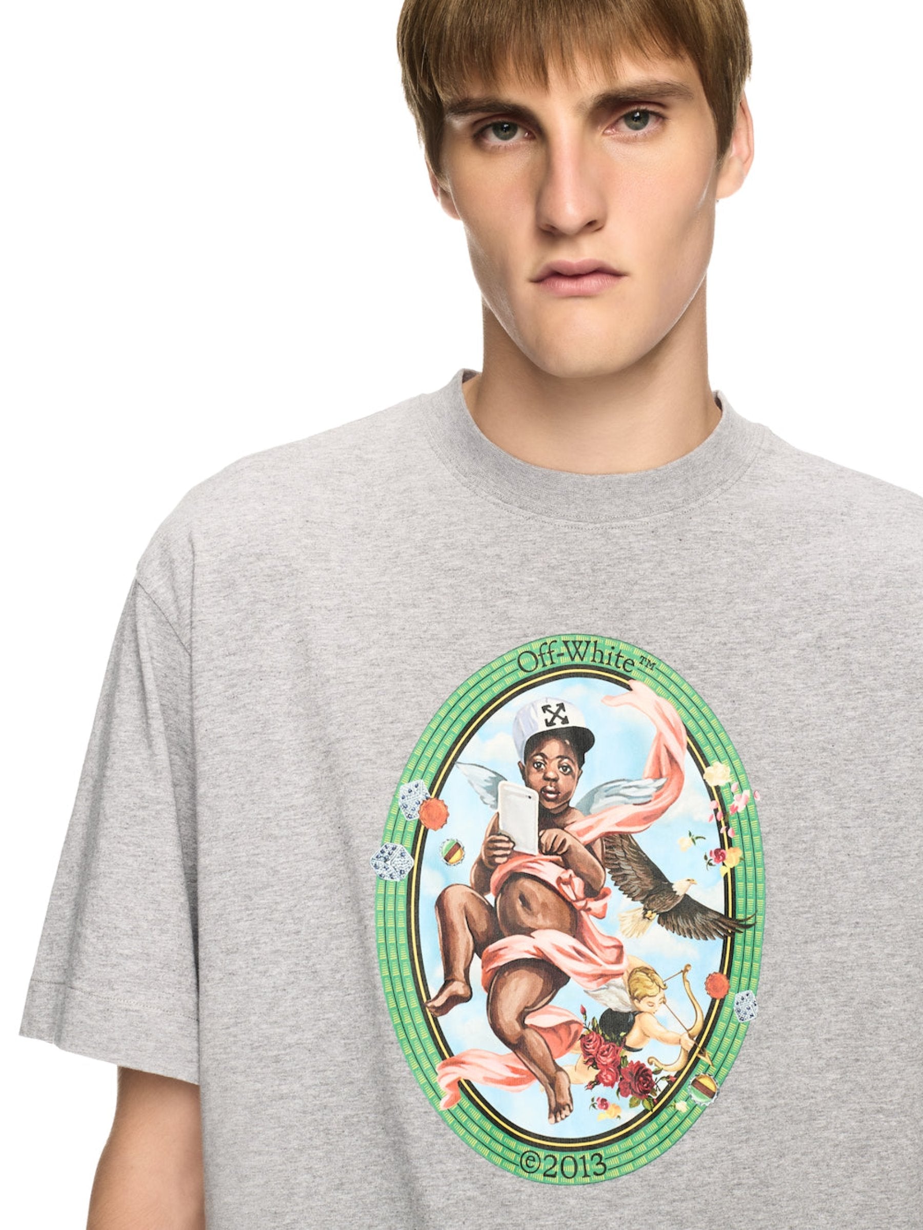 Outlet online Off-White Hombre Camiseta Fresco Algodón color Gris Claro sku 553-004101 01 - Foto 3