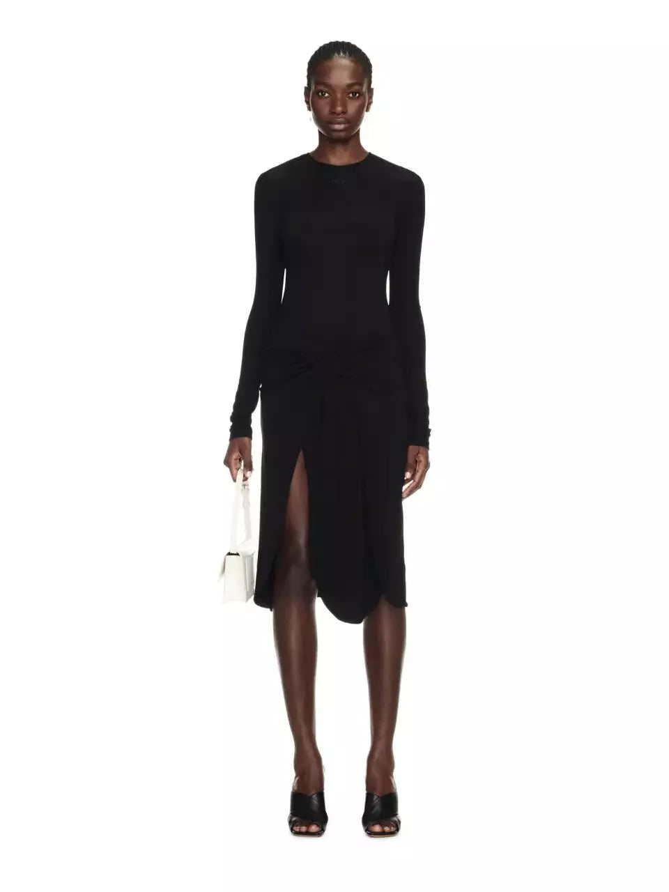 Outlet online Off-White Mujer Vestido Midi Twist color Negro sku 721-000168 01 - Foto 2