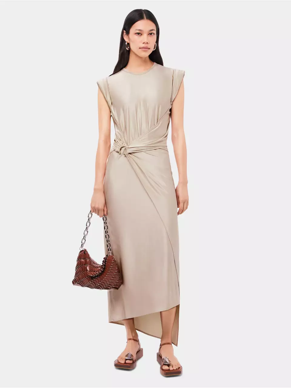 Outlet online Rabanne Mujer Vestido Midi Drapeado color Crema sku 721-000288 01 - Foto 1