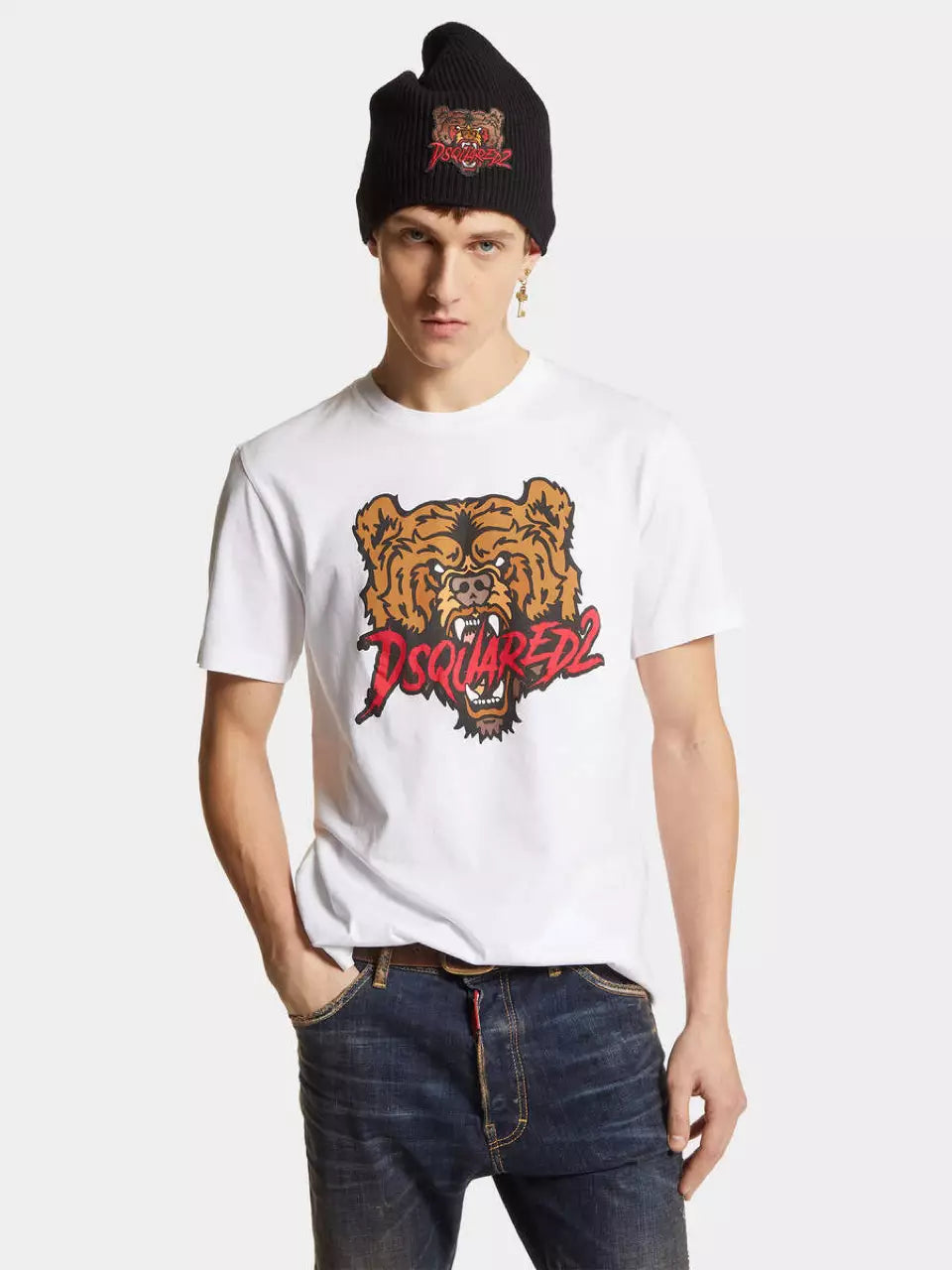 Outlet online Dsquared2 Hombre Camiseta Bear color Blanco sku 553-003797 01 - Foto 1